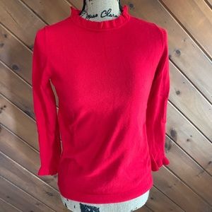 Ann Taylor Ruffle Neck Sweater in Jubilee